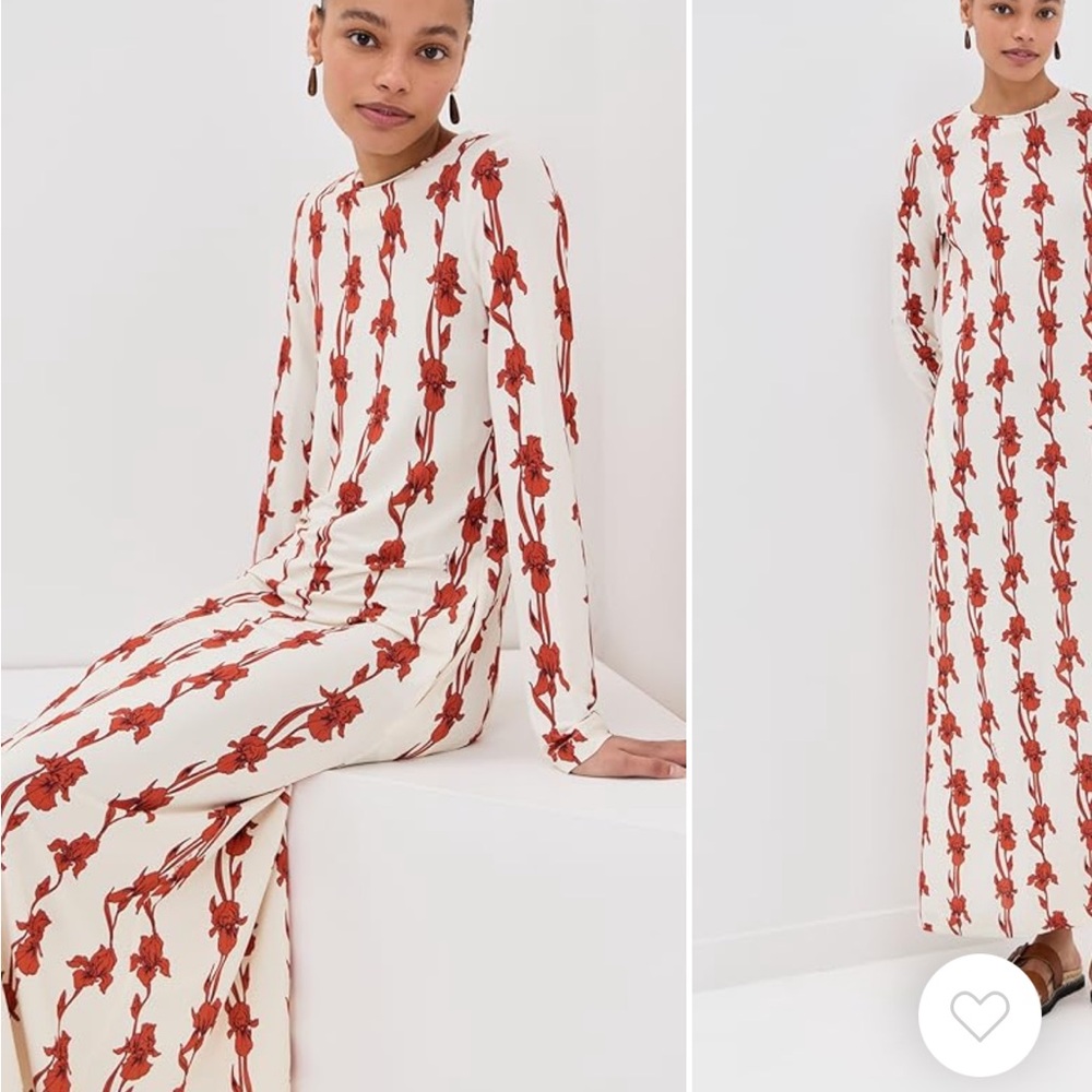LA DoubleJ Red and White Floral Long Sleeve Dress